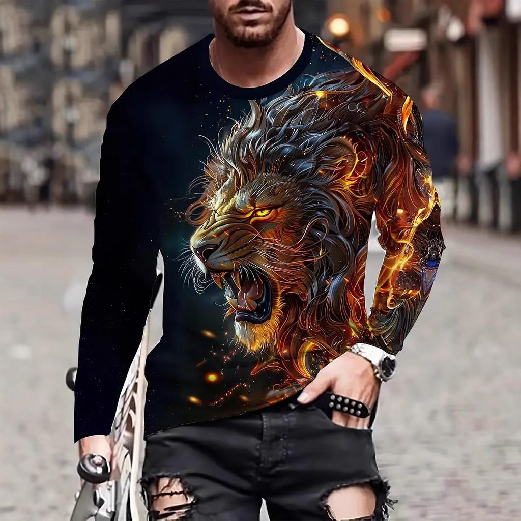 Женская футболка с круглым вырезом, длинным рукавом и 3D-принтом