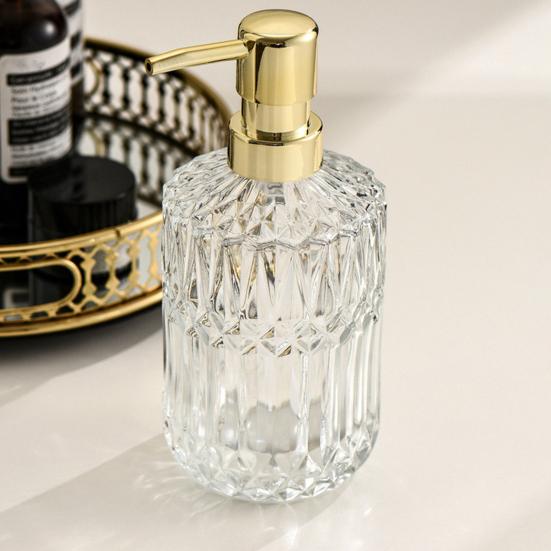Glass Lotion Bottle Anti-Slip Bottom Transparent Design Large Capacity Liquid Dispenser Home Accessory