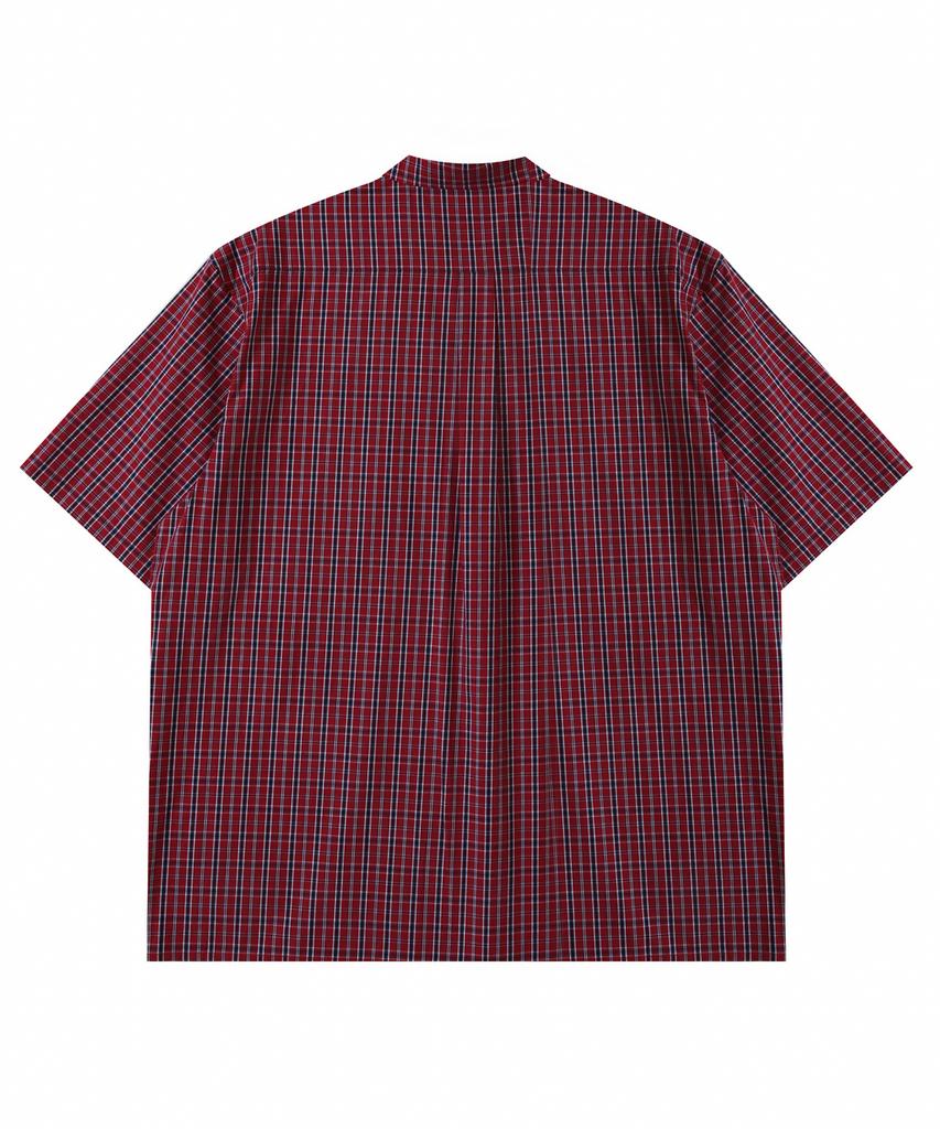 NODU Check Boxy Half Street Shirt [Red]