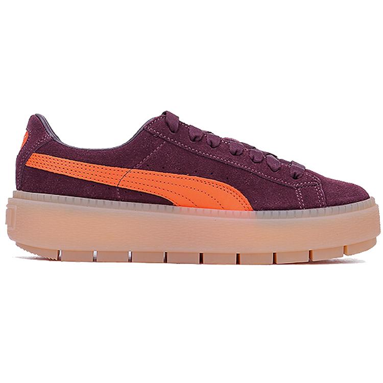 Puma Womens Suede Platform Trace 'Winetasting Flame' (women's sizes) Winetasting / Flame Skateboard Shoes 367057 01