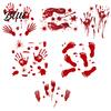 Decorative Window Film Halloween Blood Handprints/Footprints Wall Stickers Removable Decals Spooky Waterproof Scratch-resistant Decal DIY Decoration