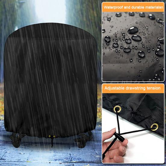 Круглый пылезащитный чехол для гриля-барбекю, водонепроницаемый пылезащитный шнурок, фиксирующий дизайн, двойная строчка, противопроникающее покрытие