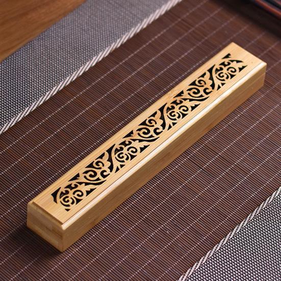 Бамбуковая шкатулка для благовоний в стиле ретро, резная подставка для благовоний, улавливатель пепла для медитации, сна, снятия стресса, декор для чайной комнаты