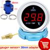 Water Temp Gauge 0-120 Celsius 10MM Water Temperature Sensor T-Fitting Joint Pipe Adapter 26MM~40MM for Car Truck Yacht Boat