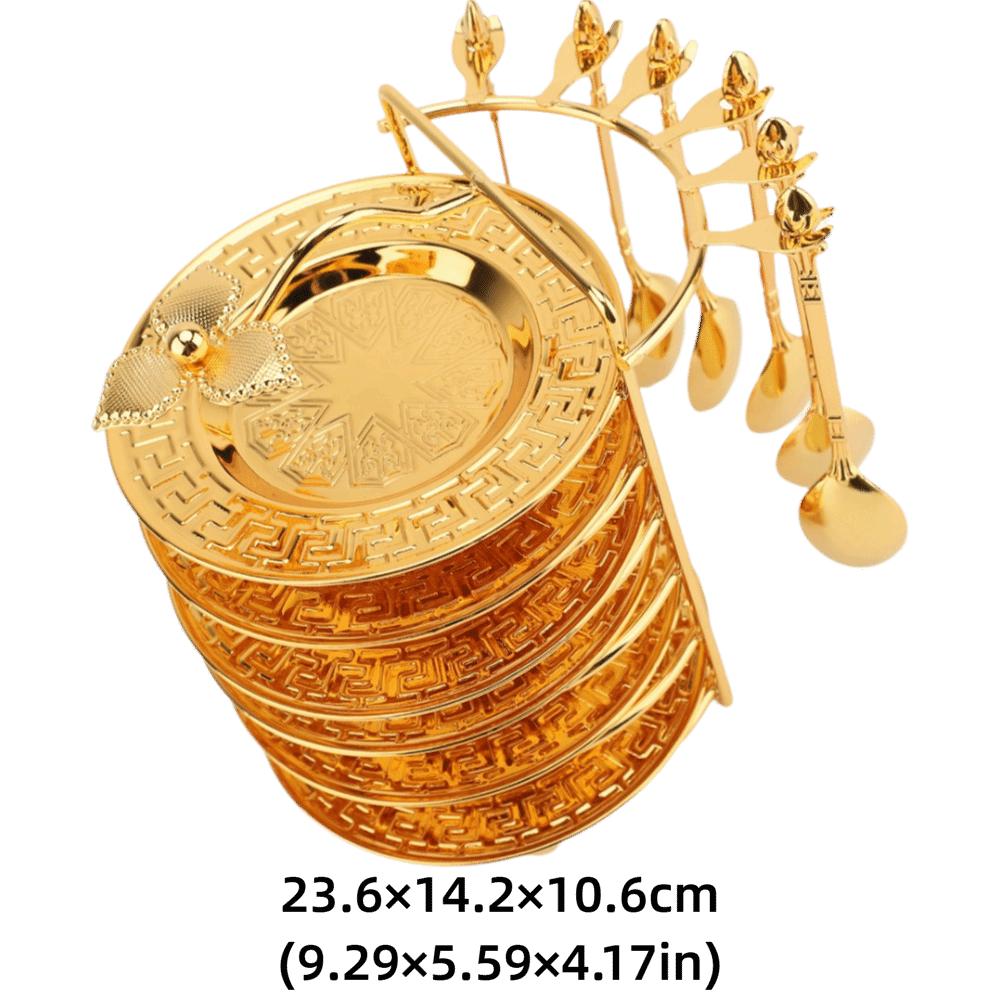 13PCS With Storage Rack Metal Utensil Kit European Fruit Plate Set Plate Spoon Set For Steaks