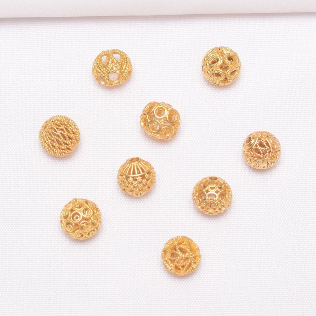 10pcs Color Retention Ancient Gold Beads Hollow Beads Copper Coin Beads Beads Diy Handmade Bracelets Necklaces Accessories Loose Beads