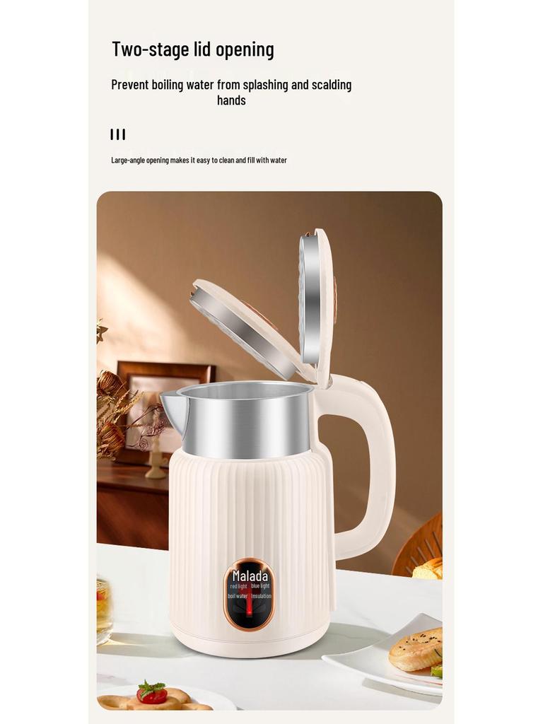 Электрический чайник Malata из нержавеющей стали с двойными стенками и умной изоляцией - Прочный для домашнего использования