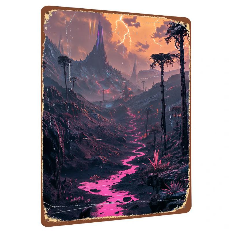 Dreamy Alien Valley Landscape Metal Iron Painting Home Wall Decor Living Room Art Hanging Ornament