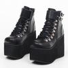 Унисекс готические панк ботильоны на щиколотке с каблуком 11 см и шнуровкой с застежкой-пряжкой