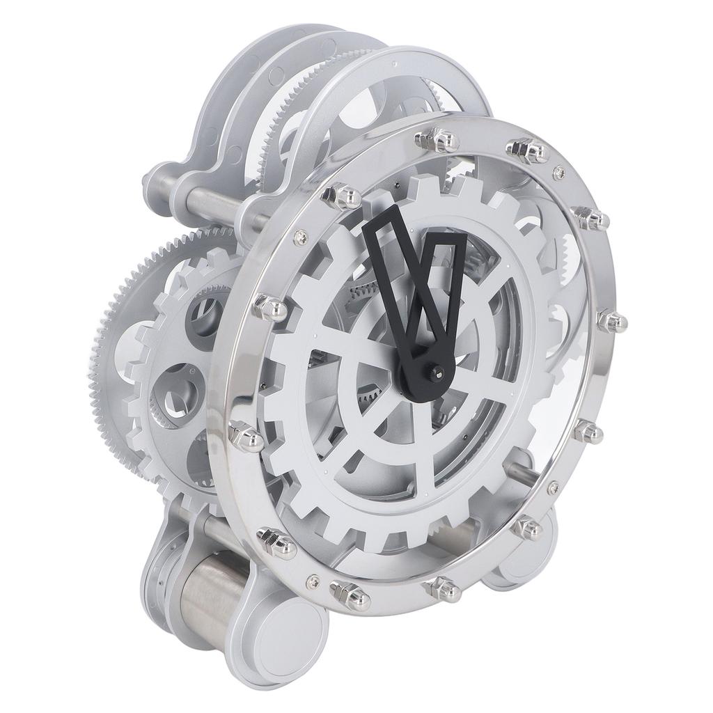 Шестереночные часы Двойная подставка Шестеренки Вращающиеся часы Нержавеющая сталь Винтажный Индустриальный Механические