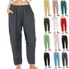 Женские модные повседневные свободные однотонные хлопковые брюки с карманами
