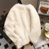Толстовка для женщин осень зима хлопок свободный большой флис утолщенный удобный круглый вырез повседневный пуловер плюшевая толстовка