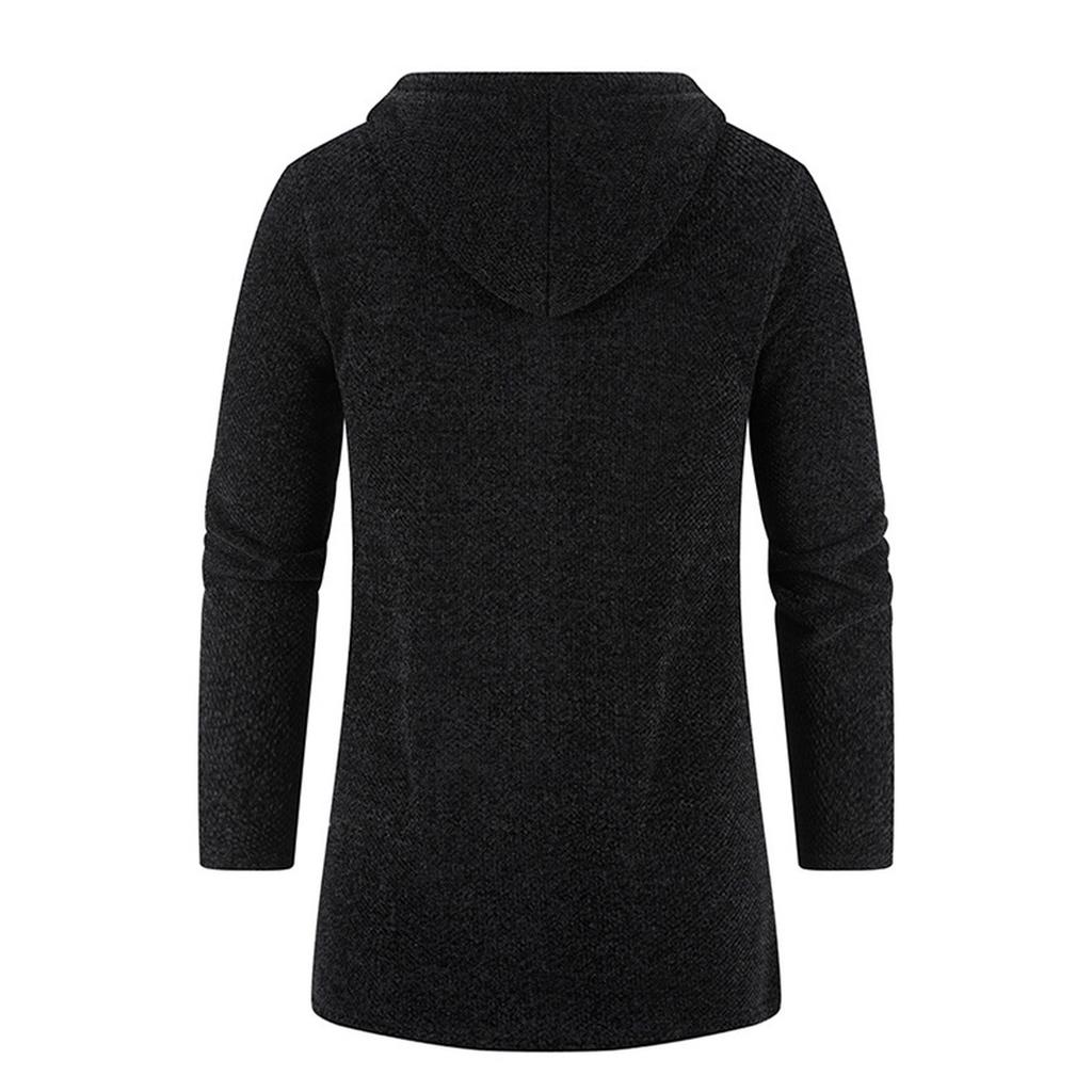 Новый тип мужского свитера средней длины с капюшоном, тренч большого размера, модная повседневная вязаная куртка на молнии