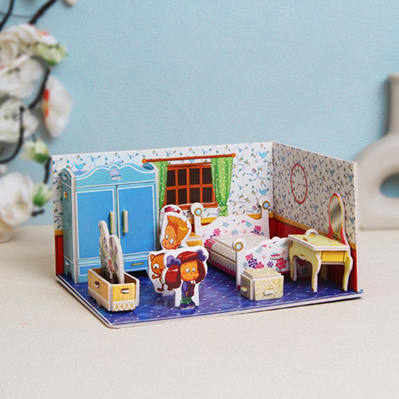 3D Бумажный дом Стереопазл Детский сад Школа DIY Ручная сборка Обучающая игрушка-конструктор Для девочек Дети WL-1690-7