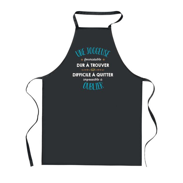 Tablier de cuisine - Une Joggeuse Formidable - Impression bretonne - Coton résistant - Noir
