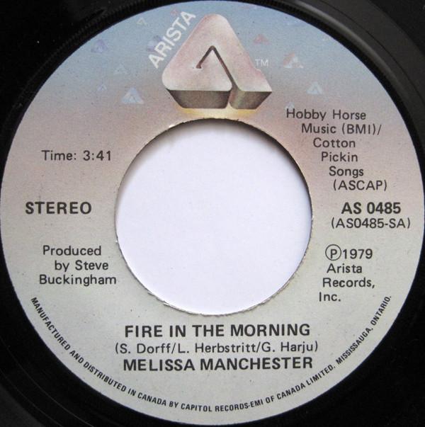 7-дюймовая пластинка MELISSA MANCHESTER Fire In The Morning Lights Of Daw AS0485 ARISTA 1979 Канада Рок Б/у