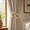 Handmade Crochet Flower Curtain Tieback, No Drilling Window Curtain Holders Ties Backs, Decorative Drape Curtain Holdbacks for Home Bedroom