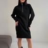 Платье-свитшот для женщин повседневное с длинным рукавом на молнии мини-платья осень зима теплое длинное пуловер туника топ