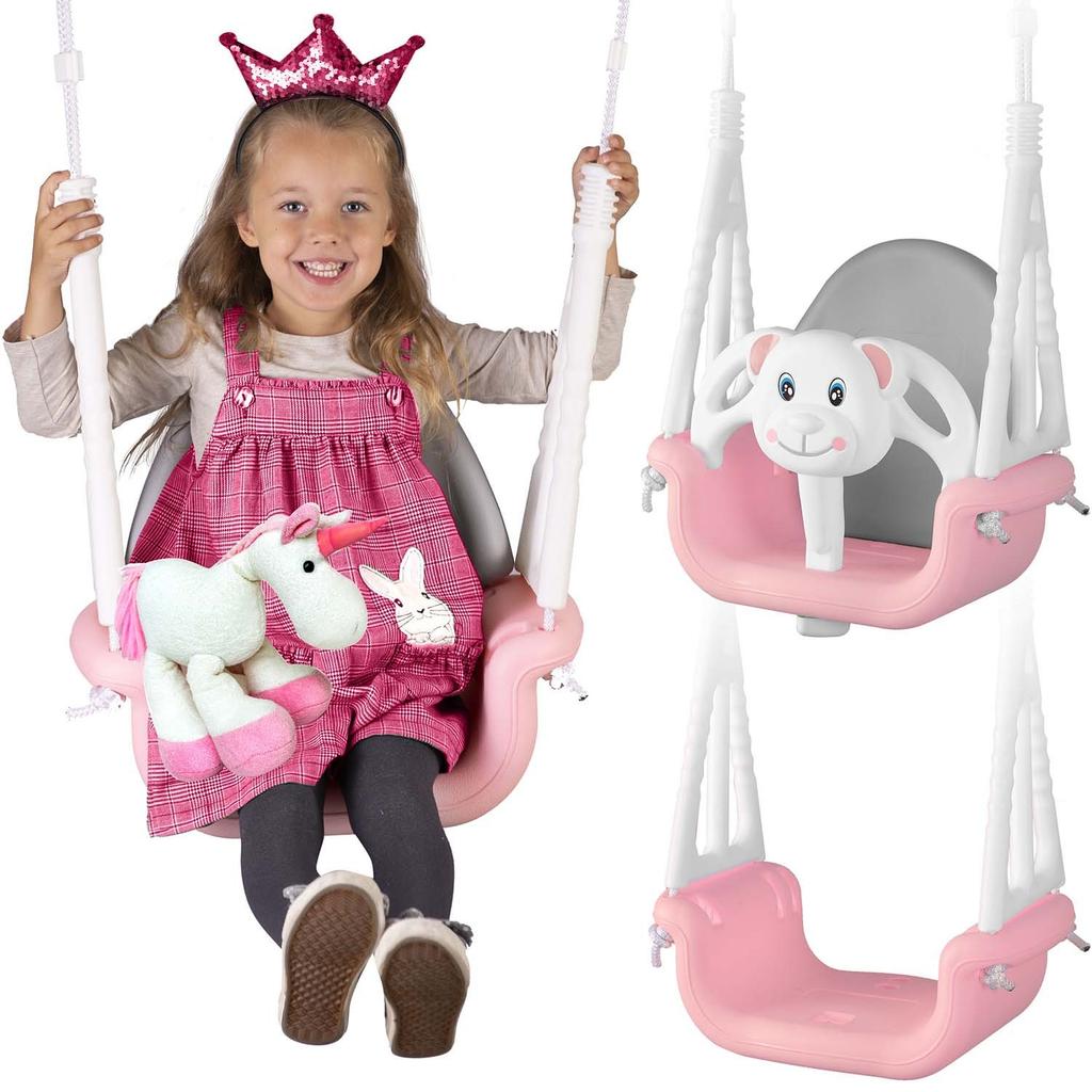 Ricokids 3-In-1 Teddy Bear Bucket Swing, Pink