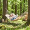 Double Hammock 2 Person Swing Bed with Spreader Bars, Pillows, Pad, 200 x 140cm, Cream White