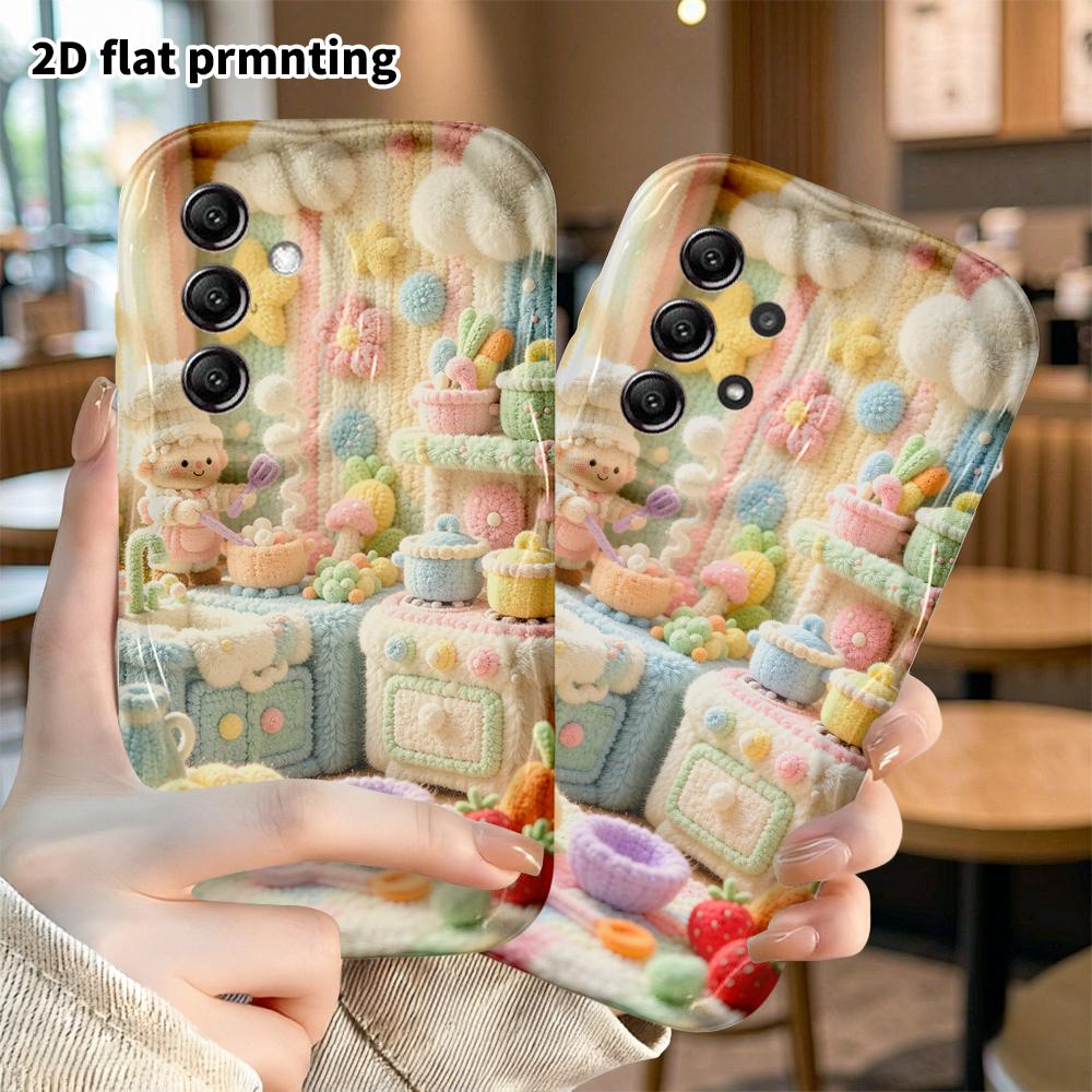 Phone Case: 2D flat, fits Samsung Galaxy A34 A35 M05 M06 S20 S22 S21 FE Plus 5G protective case, mini kitchen scene, perfect Christmas and Halloween h
