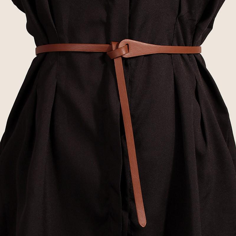 Simple Pu Waist Belt For Dresses With Adjustable Pin Buckle For Women
