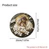 Wooden Sign Guard Jesus Round Sign for Church Door Wall Hanging Decor Ideal Gift Simple and Stylish Toilet Door Hanging Decor, Unisex Washroom Sign