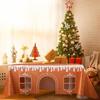 Gingerbread House Christmas Tablecloth Reusable Rectangle Table Cover with Playful Cut-Out Windows Holiday Playhouse Table Tent for Kitchen Dining
