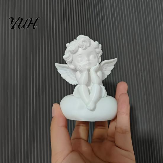 Минималистичные Домашние Акценты 3D Печатная Статуэтка Маленького Ангела, Маленькая Фигурка Херувима, Милая Держащая Пластик Материал Поделка Лицо Защитник Настольное Украшение