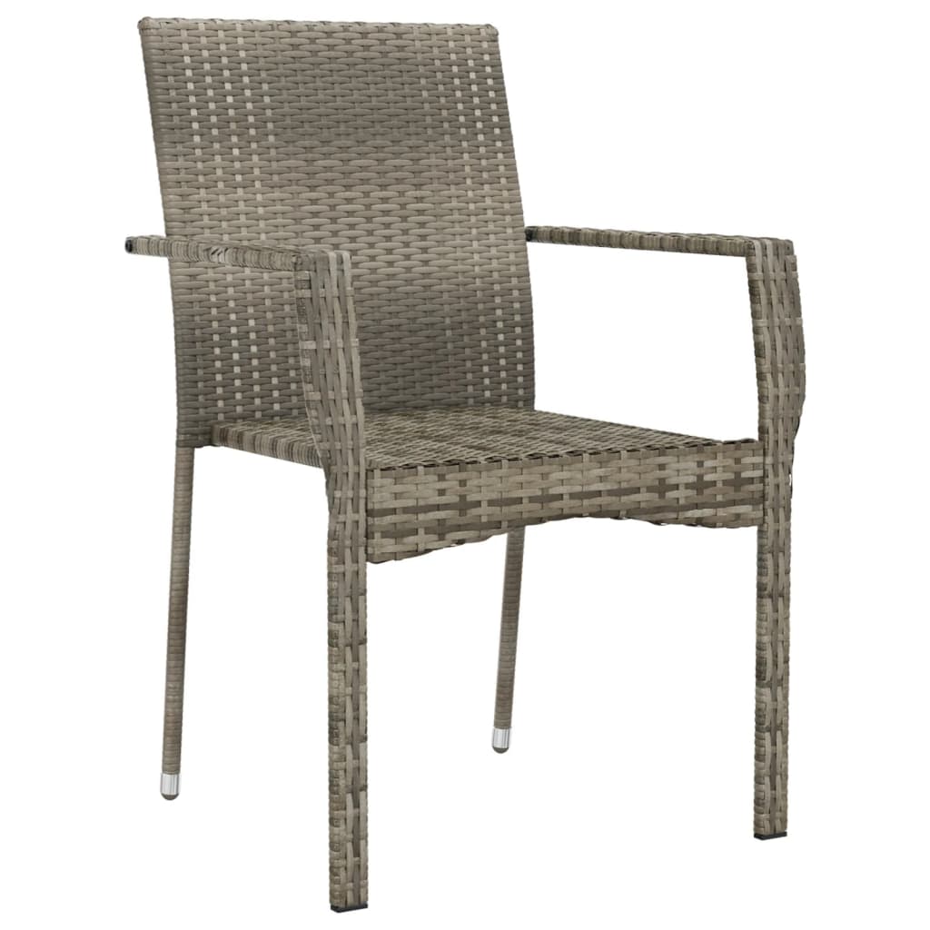 Garden Chairs with Cushions 2 pcs Grey Poly Rattan