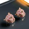 French Retro Zircon Leopard Head Stud Earrings Personalized Exquisite High-end Earrings Light Luxury Retro Medieval Earrings