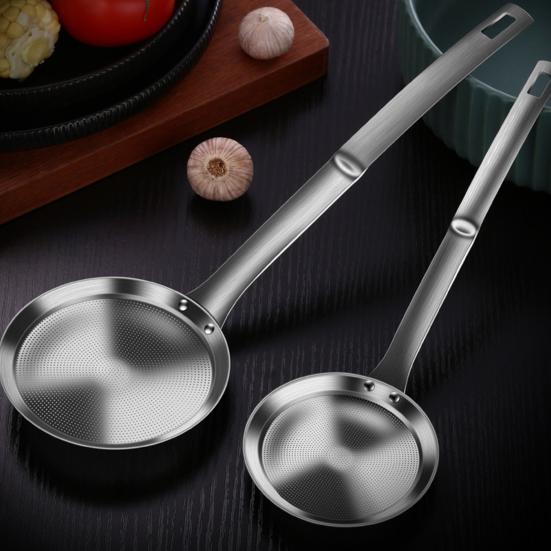 Сетчатый фильтр из нержавеющей стали с длинной ручкой, мелкая сетка, пена для жира, масляный фильтр, ложка, металлическое сито, дуршлаг, скиммер, кухонные принадлежности