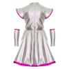 Girls Alien Cosplay Costume - Shimmering PU Patchwork Dress with Cap Sleeve & Arm Sleeve for Halloween Party