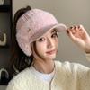 Новая женская зимняя шапка из меха кролика, плюшевая меховая подкладка, теплые шапки для женщин, повседневная зимняя вязаная козырек