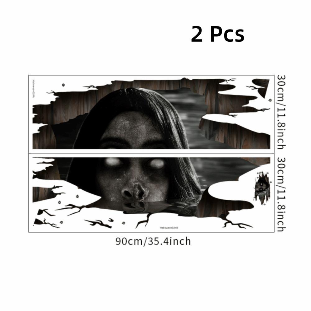 PVC Broken Design Wall Decal Realistic Door Sticker Halloween Ghost Wall Sticker Prank