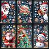3D Christmas Window Stickers Electrostatic Cling with Santa Claus Snowman Snowflakes for Home Office Party Decor Reusable