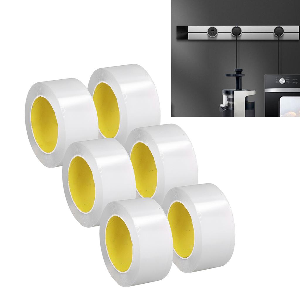 6 рулонов двухсторонних лент толщиной 0,1 мм, шириной 50 мм, длиной 5 м, прозрачный клей для подвешивания картин