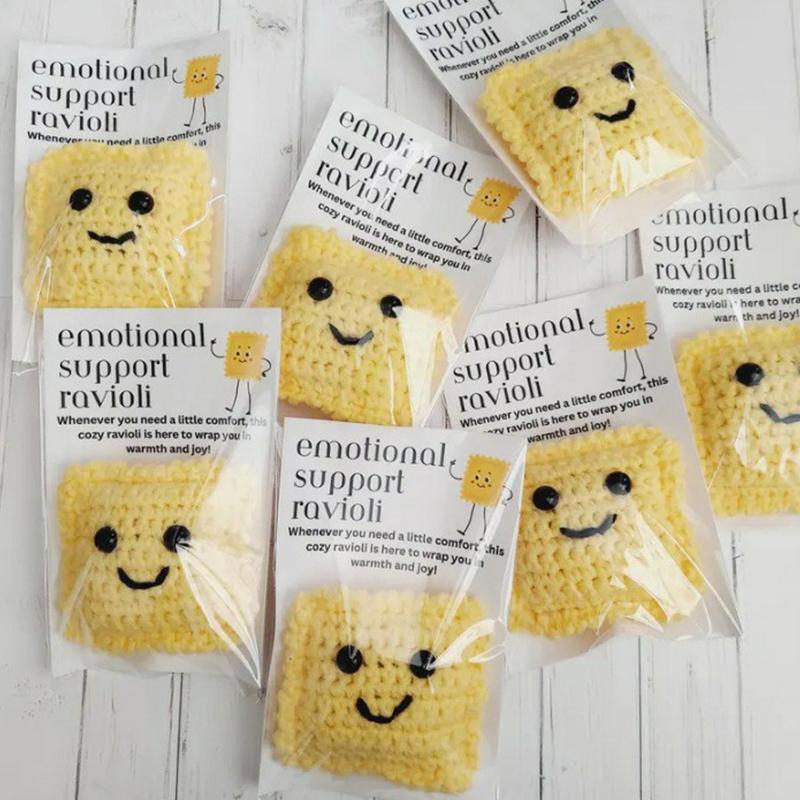 Эмоциональная поддержка Равиоли вязаная положительная энергия карманная кукла с картой для украшения домашней комнаты подарок