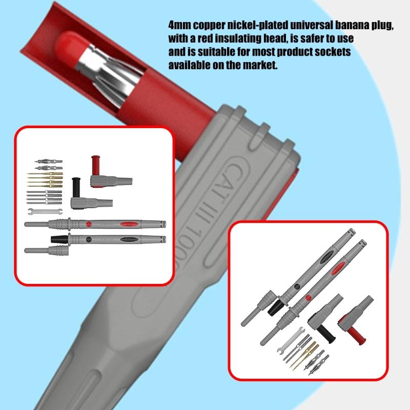 Профессиональные измерительные щупы 1000 В 20 А, универсальные щупы для цифрового мультиметра, тестовые провода с наконечником в виде ручки для мультиметра.