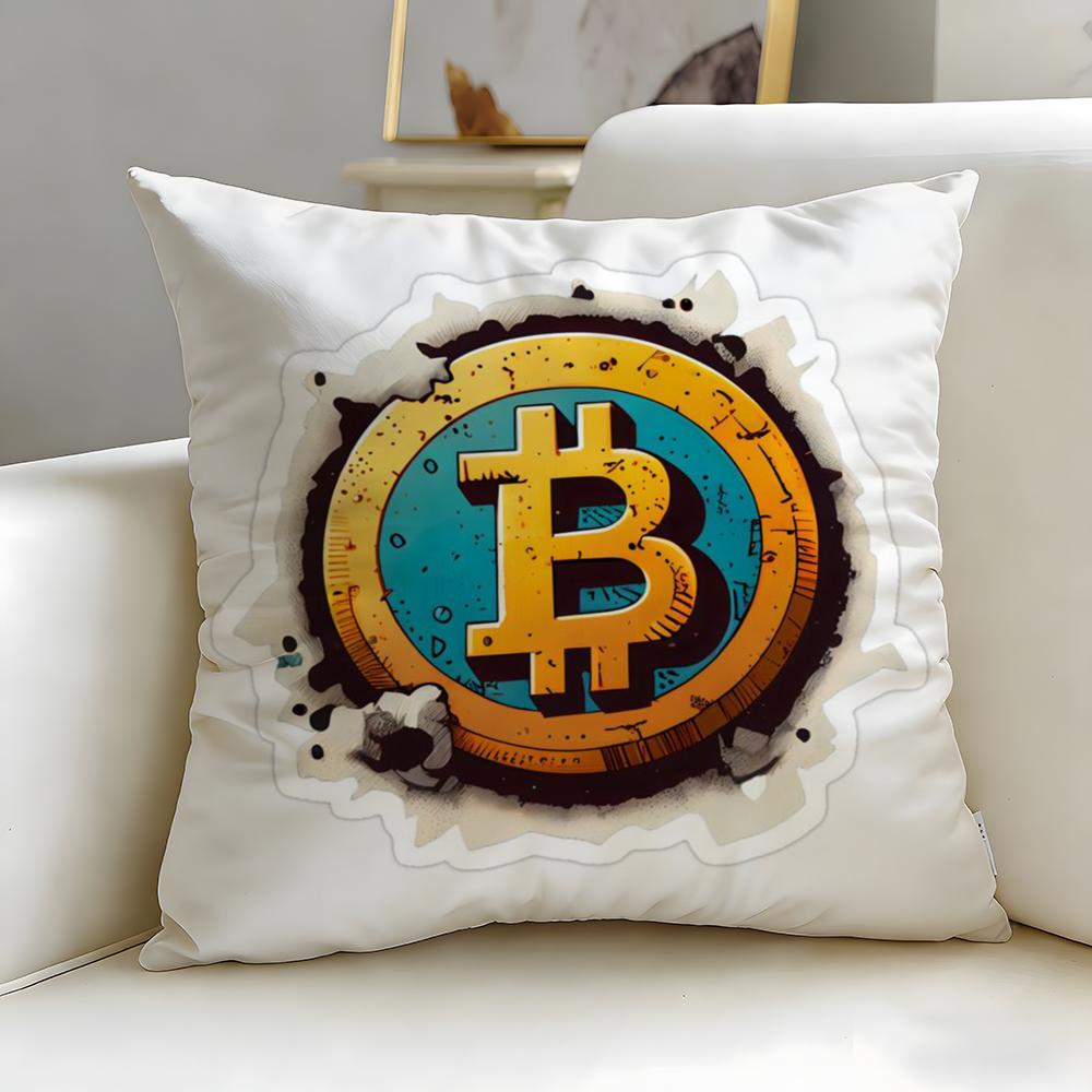 Классическая виртуальная валюта Биткоин Наволочка Мягкая Легко стираемая Наволочка Универсальная для Дивана Кровати Путешествий и Офиса