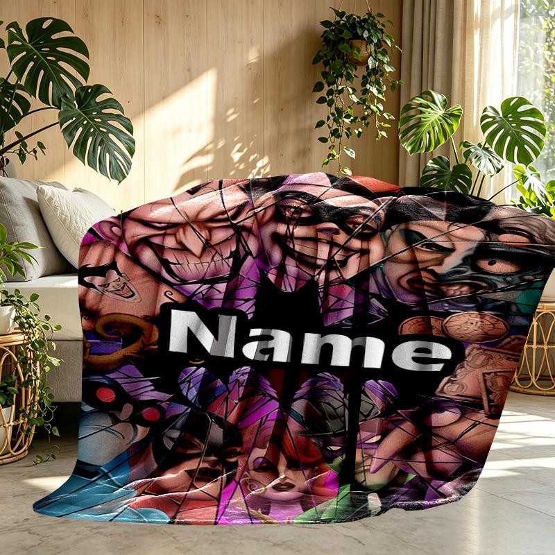 Custom Name Personalized Batman Print Blanket, Home Decor, Bedroom, Sofa, Camping, Couch, Gifts for Birthday Christmas