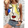 Abstract Printed Women's Fashion Tank Top Summer Daily Casual Women's O-neck Tank Top Outdoor Street Women's Sleeveless T-shirt