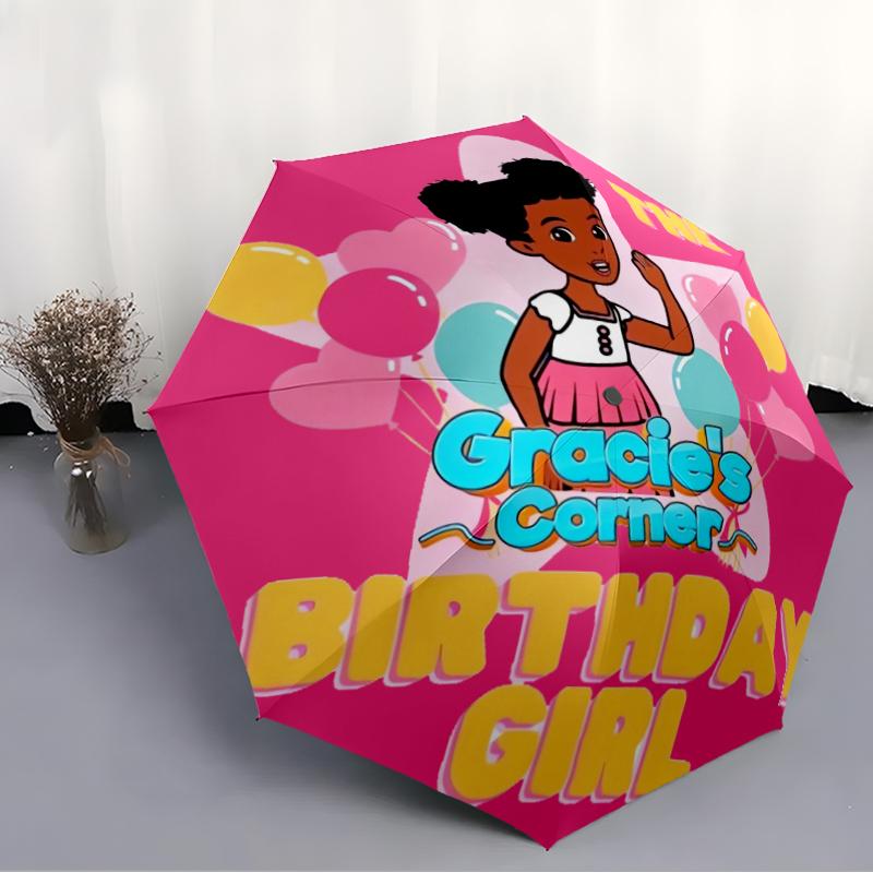 Gracie's Corner1 Print Automatic Umbrella, 8 Rib Iron Frame, Plastic Handle, Suitable for Outdoor Travel &Daily , Ideal Gift