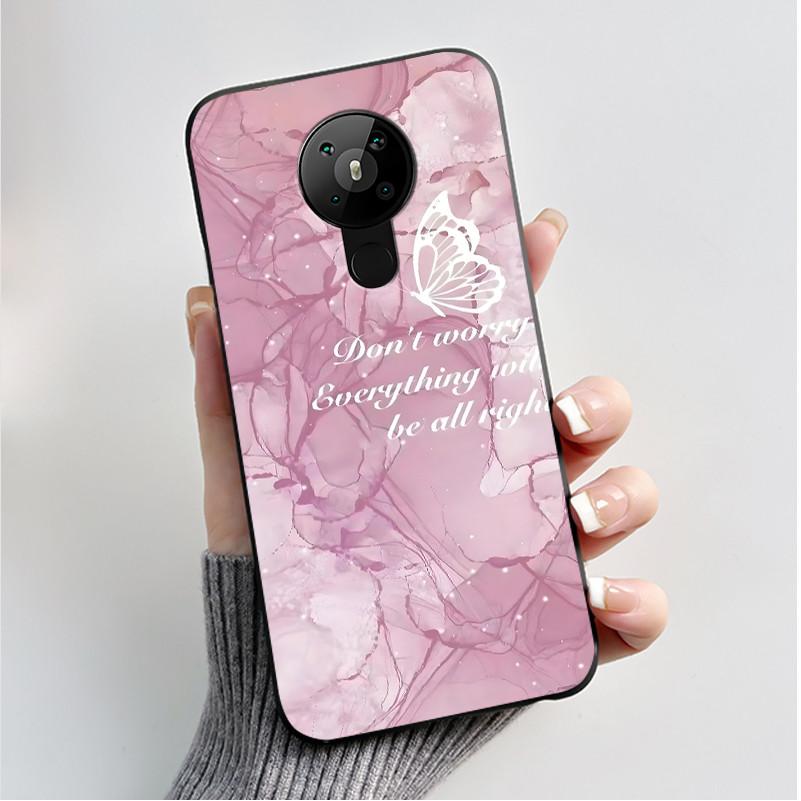 Чехол с рисунком для Nokia 5.3/Nokia 5.4/Nokia 3.4 Мягкий силиконовый черный чехол-обложка Милый цветочный мультяшный корпус Fundas