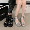 Summer Thick Bottom Belt Buckle Roman Shoes Women's Fashion Metal Decorative Platform High Heels