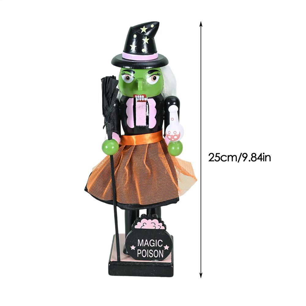 Halloween Nutcracker Statue Wooden Nutcracker Figures Holiday Decor Goody Bag Fillers Spooky Decor Figurine for Home Display