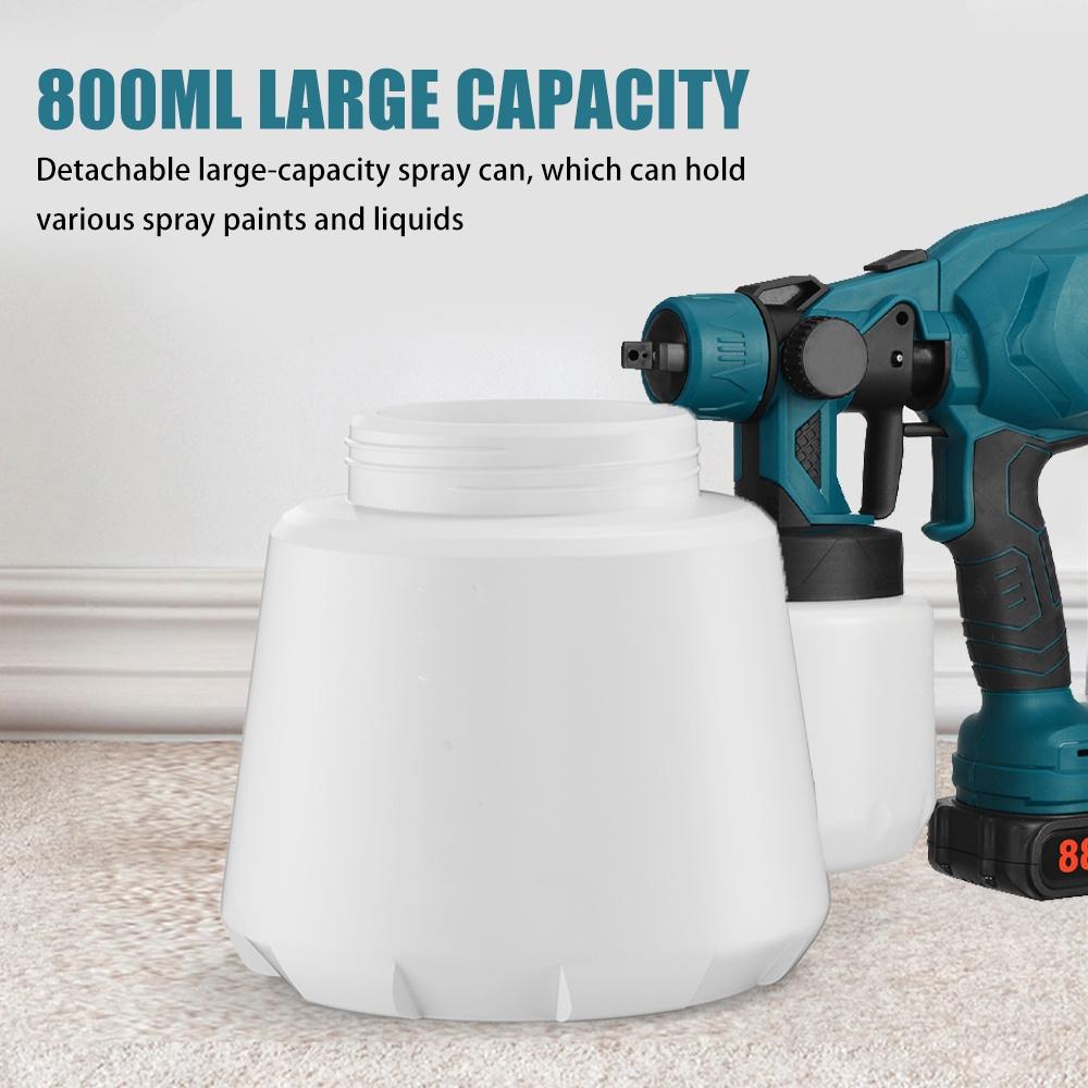1500W 800ML 88VF Cordless Electric Spray Gun with 3Nozzle Flow Control Airbrush High Power Paint Sprayer
