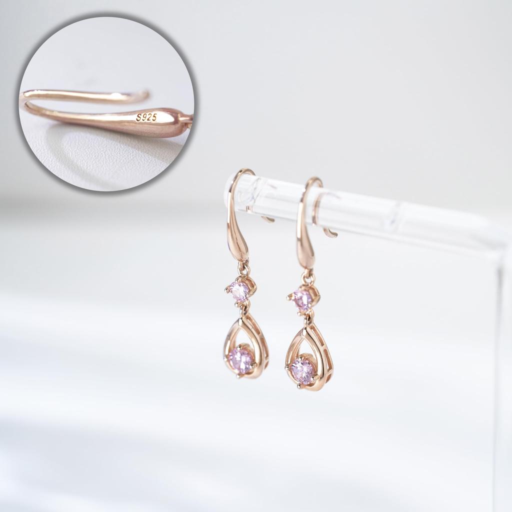 Бесплатные серьги с качающимися птицами для крючка из металла 925 пробы, розовый подарок на день для женщин, серьги "цветок-капля", серебро, не вызывает аллергии, цирконий, качество, простота, мило,