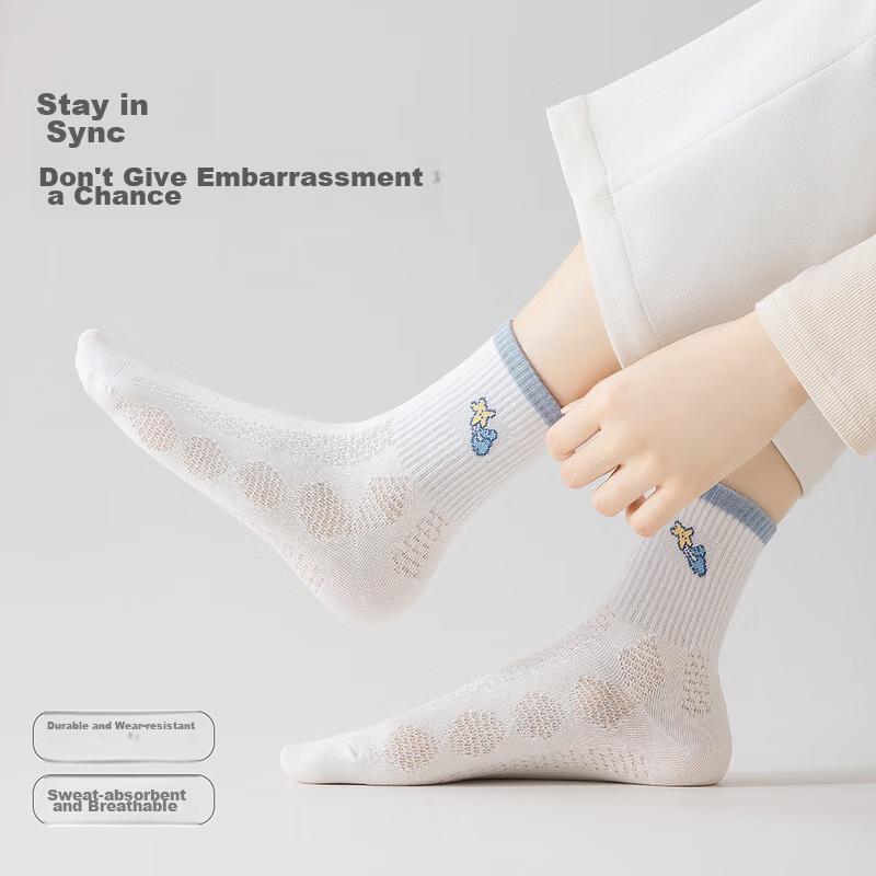 THREEGUN [Jian Series] Women's Socks, 100% Pure Cotton, Mesh Breathable Short Socks, Women's 10A And Odor-Resistant Socks