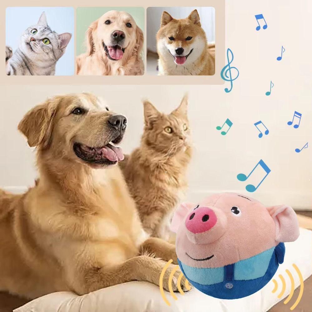 USB Rechargeable Bouncing Jump Balls Music Vibration Dog Chewing Moving Plush Toy Newborn Toddler